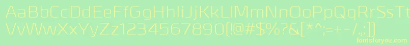 MetrikRegular-Schriftart – Gelbe Schriften auf grünem Hintergrund
