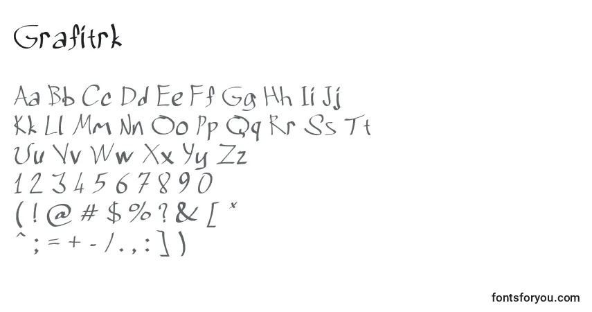 Czcionka Grafitrk – alfabet, cyfry, specjalne znaki
