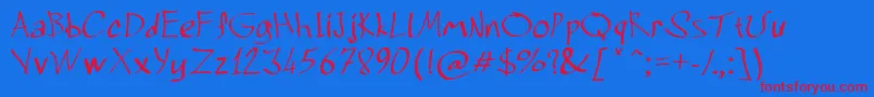 Grafitrk-Schriftart – Rote Schriften auf blauem Hintergrund