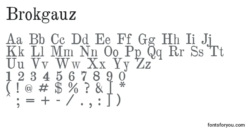 A fonte Brokgauz – alfabeto, números, caracteres especiais
