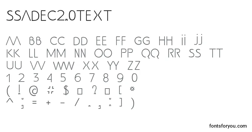 A fonte SsAdec2.0Text – alfabeto, números, caracteres especiais
