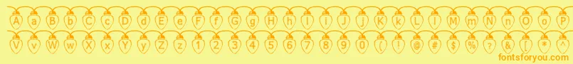 FuzzyXmasLights Font – Orange Fonts on Yellow Background