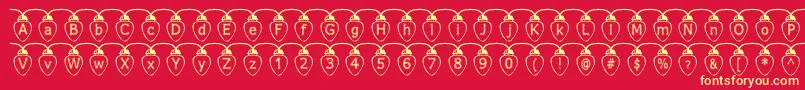 FuzzyXmasLights Font – Yellow Fonts on Red Background