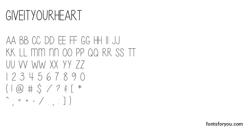 GiveItYourHeart Font – alphabet, numbers, special characters
