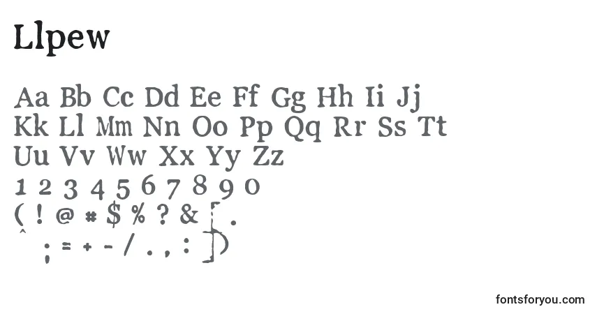 Schriftart Llpew – Alphabet, Zahlen, spezielle Symbole