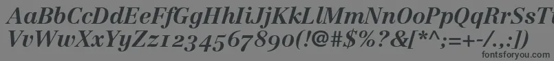 フォントLinotypeCentennial76BoldItalicOldstyleFigures – 黒い文字の灰色の背景