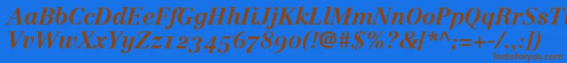 LinotypeCentennial76BoldItalicOldstyleFigures Font – Brown Fonts on Blue Background