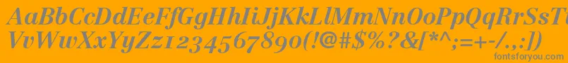 フォントLinotypeCentennial76BoldItalicOldstyleFigures – オレンジの背景に灰色の文字