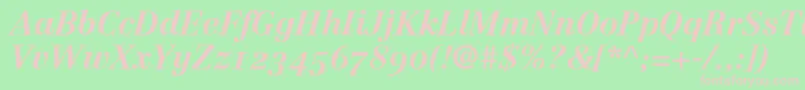 LinotypeCentennial76BoldItalicOldstyleFigures Font – Pink Fonts on Green Background