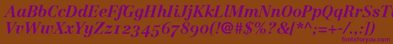 LinotypeCentennial76BoldItalicOldstyleFigures Font – Purple Fonts on Brown Background