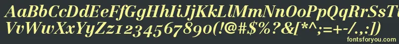 LinotypeCentennial76BoldItalicOldstyleFigures Font – Yellow Fonts on Black Background