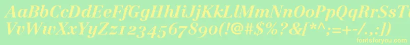 More about LinotypeCentennial76BoldItalicOldstyleFigures Font LinotypeCentennial76BoldItalicOldstyleFigures Font – Yellow Fonts on Green Background