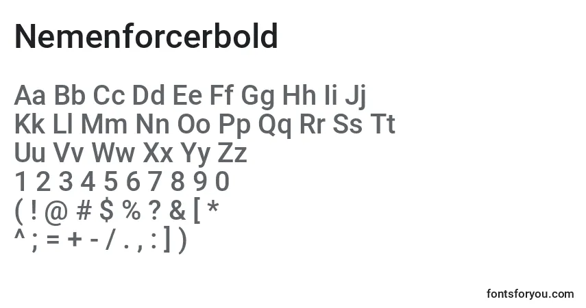 Шрифт Nemenforcerbold – алфавит, цифры, специальные символы