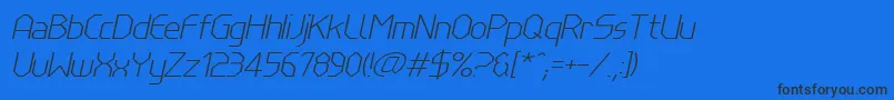 LinewireThinitalic Font – Black Fonts on Blue Background