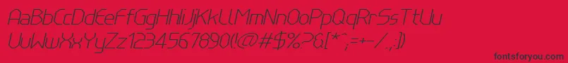 Fonte LinewireThinitalic – fontes pretas em um fundo vermelho