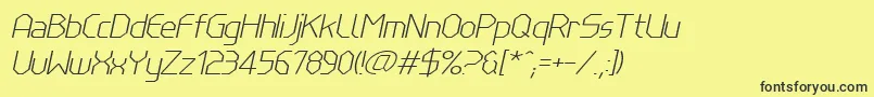 Czcionka LinewireThinitalic – czarne czcionki na żółtym tle