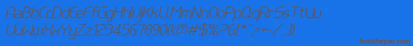 LinewireThinitalic-Schriftart – Braune Schriften auf blauem Hintergrund