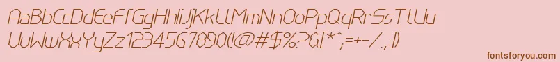 フォントLinewireThinitalic – ピンクの背景に茶色のフォント