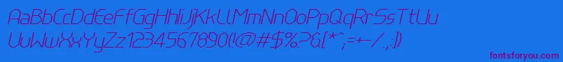 Fonte LinewireThinitalic – fontes roxas em um fundo azul