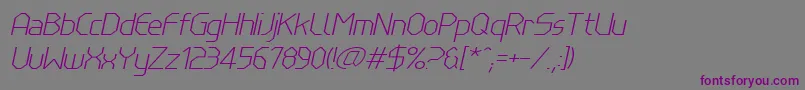 フォントLinewireThinitalic – 紫色のフォント、灰色の背景