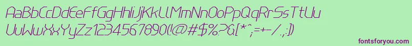 Шрифт LinewireThinitalic – фиолетовые шрифты на зелёном фоне