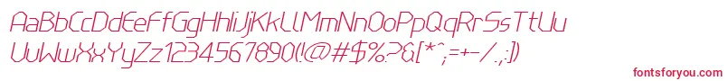 フォントLinewireThinitalic – 白い背景に赤い文字