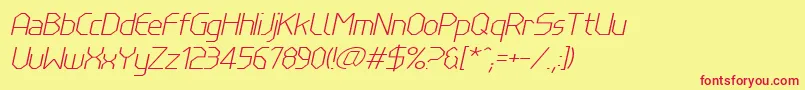 LinewireThinitalic-Schriftart – Rote Schriften auf gelbem Hintergrund