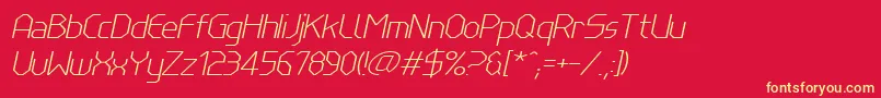 フォントLinewireThinitalic – 黄色の文字、赤い背景