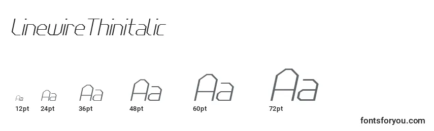 Размеры шрифта LinewireThinitalic
