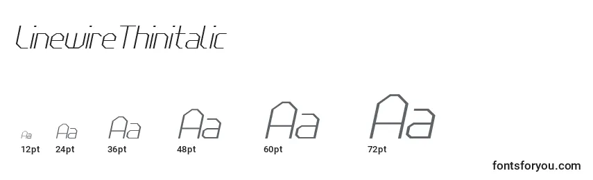 Tamanhos de fonte LinewireThinitalic