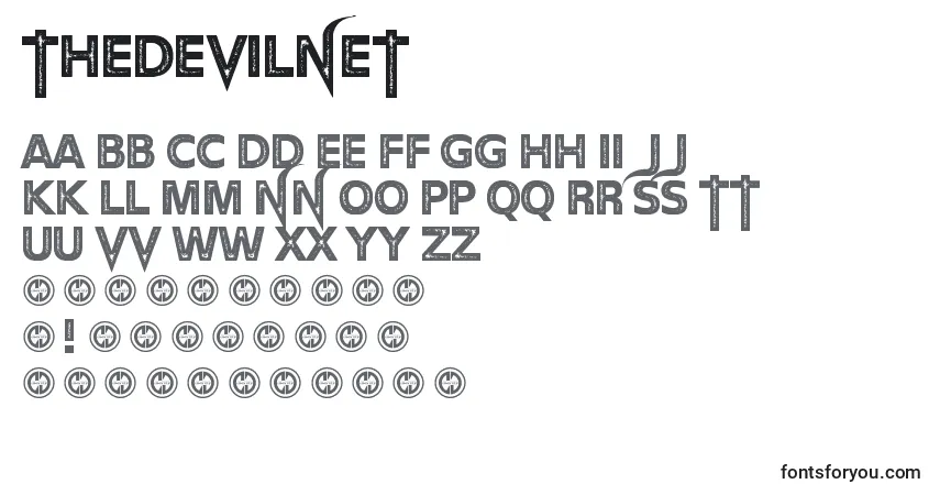 A fonte TheDevilNet – alfabeto, números, caracteres especiais