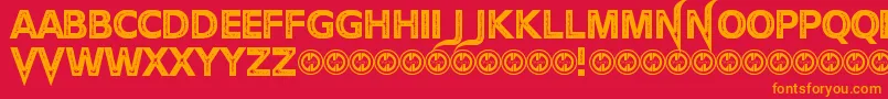 フォントTheDevilNet – 赤い背景にオレンジの文字