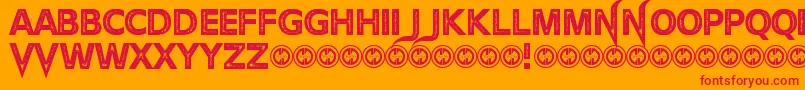 TheDevilNet-Schriftart – Rote Schriften auf orangefarbenem Hintergrund