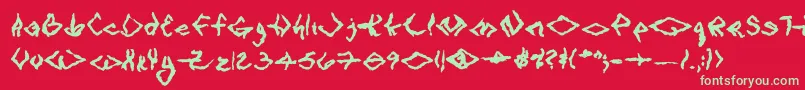 フォントVtcSeejobreakRegular – 赤い背景に緑の文字