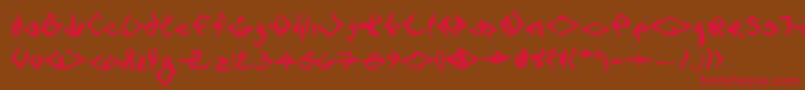フォントVtcSeejobreakRegular – 赤い文字が茶色の背景にあります。