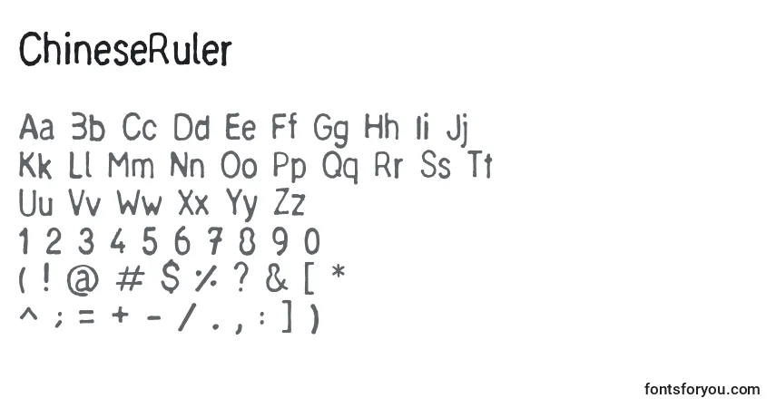 ChineseRuler-fontti – aakkoset, numerot, erikoismerkit