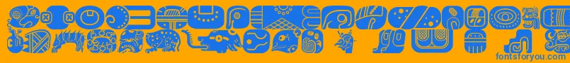 MayanglyphsfillRegular Font – Blue Fonts on Orange Background