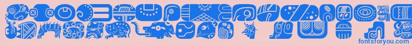 MayanglyphsfillRegular Font – Blue Fonts on Pink Background