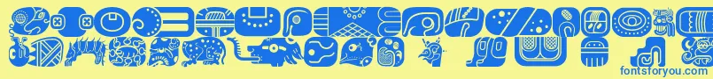 MayanglyphsfillRegular Font – Blue Fonts on Yellow Background