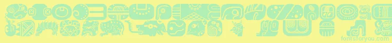 MayanglyphsfillRegular Font – Green Fonts on Yellow Background