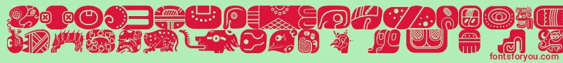 MayanglyphsfillRegular Font – Red Fonts on Green Background