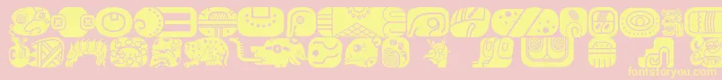 MayanglyphsfillRegular Font – Yellow Fonts on Pink Background