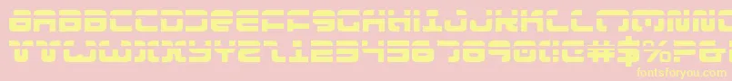 Exedorel-Schriftart – Gelbe Schriften auf rosa Hintergrund