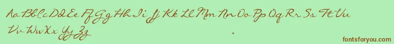 CallieHandTrialVersion-Schriftart – Braune Schriften auf grünem Hintergrund