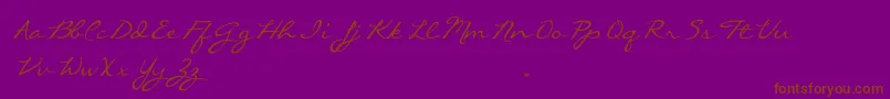 CallieHandTrialVersion-Schriftart – Braune Schriften auf violettem Hintergrund