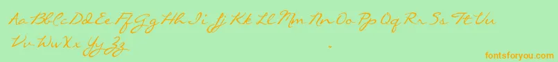 CallieHandTrialVersion Font – Orange Fonts on Green Background