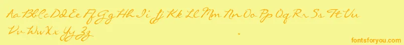 Fonte CallieHandTrialVersion – fontes laranjas em um fundo amarelo