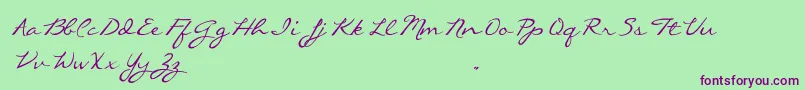 CallieHandTrialVersion Font – Purple Fonts on Green Background