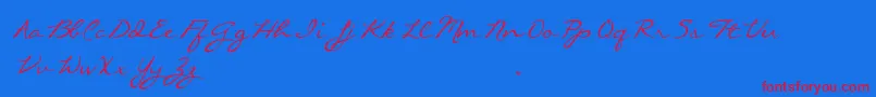CallieHandTrialVersion Font – Red Fonts on Blue Background