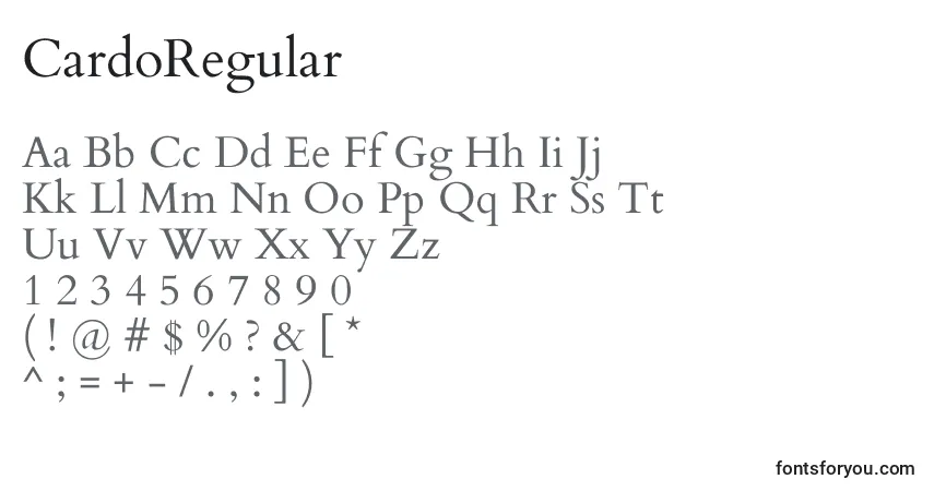 Schriftart CardoRegular – Alphabet, Zahlen, spezielle Symbole